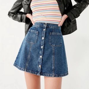 BDG a-line denim mini skirt with front pockets
